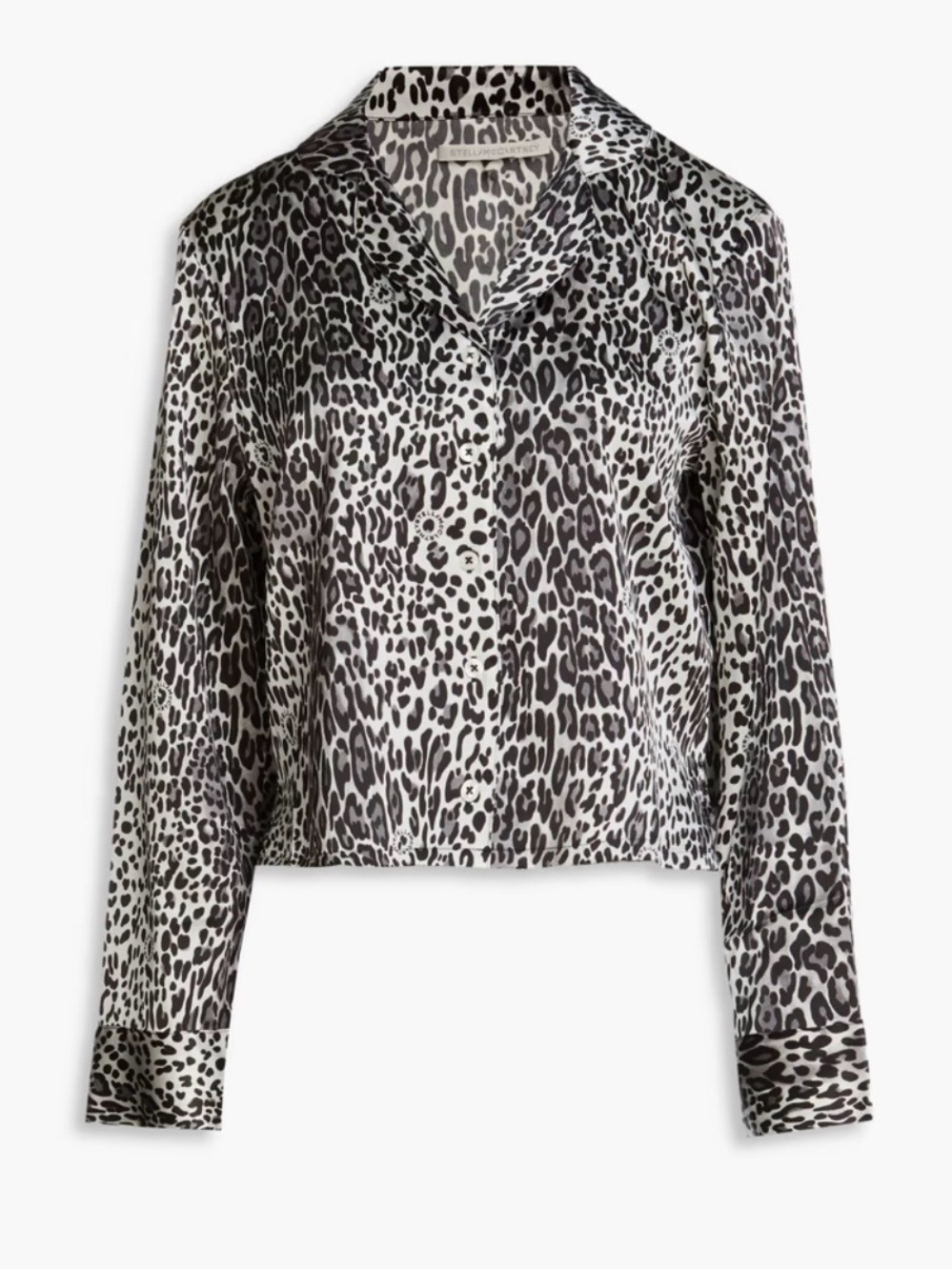 Stella McCartney Black and White Leopard Print Button-Up Shirt